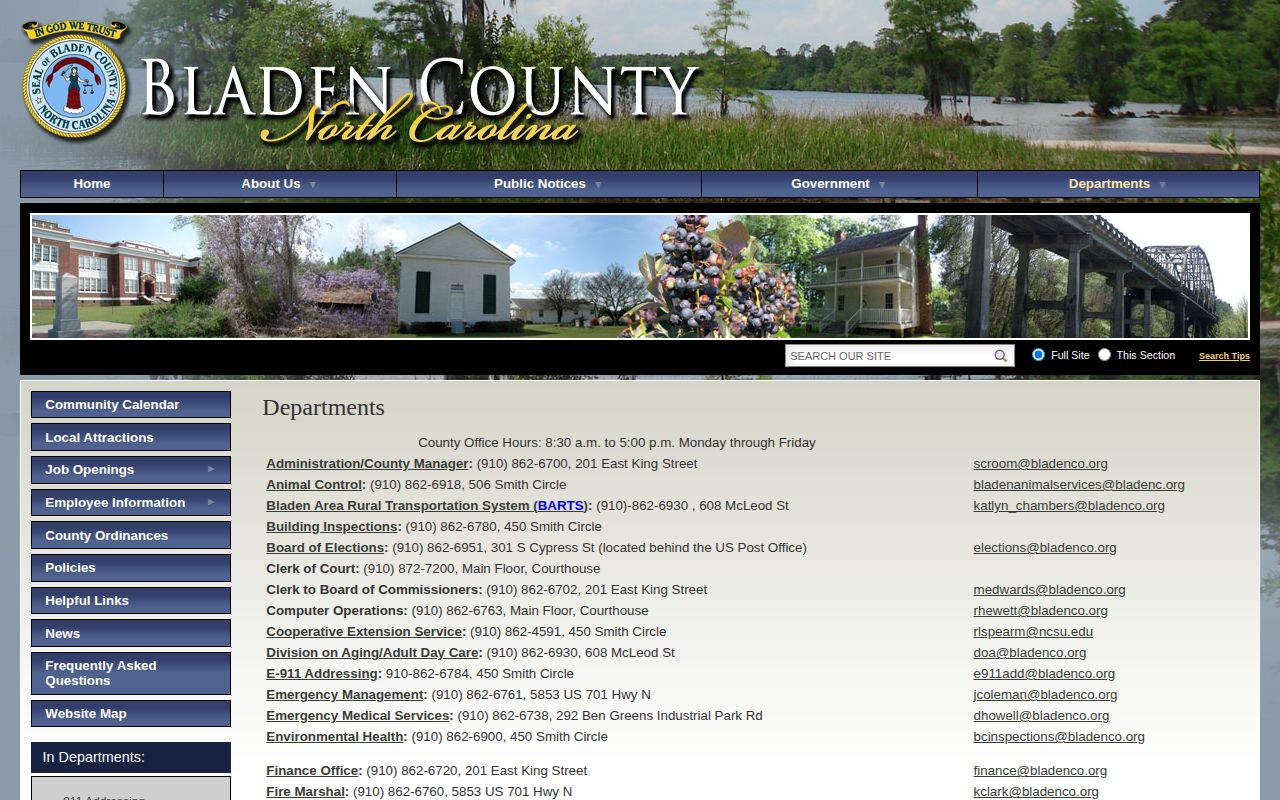 Bladen County Detention Center release records contact at Smith Circle