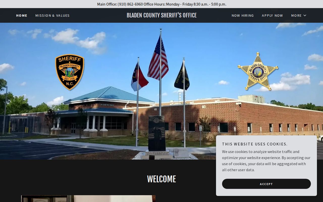 Bladen County Sheriff site without a public released inmate feed