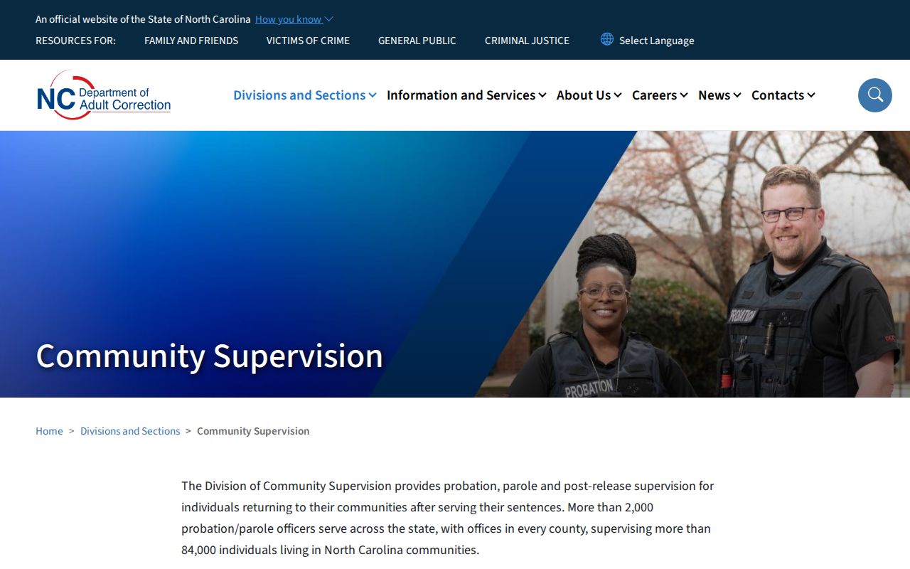 Bladen County parole and probation Community Supervision overview