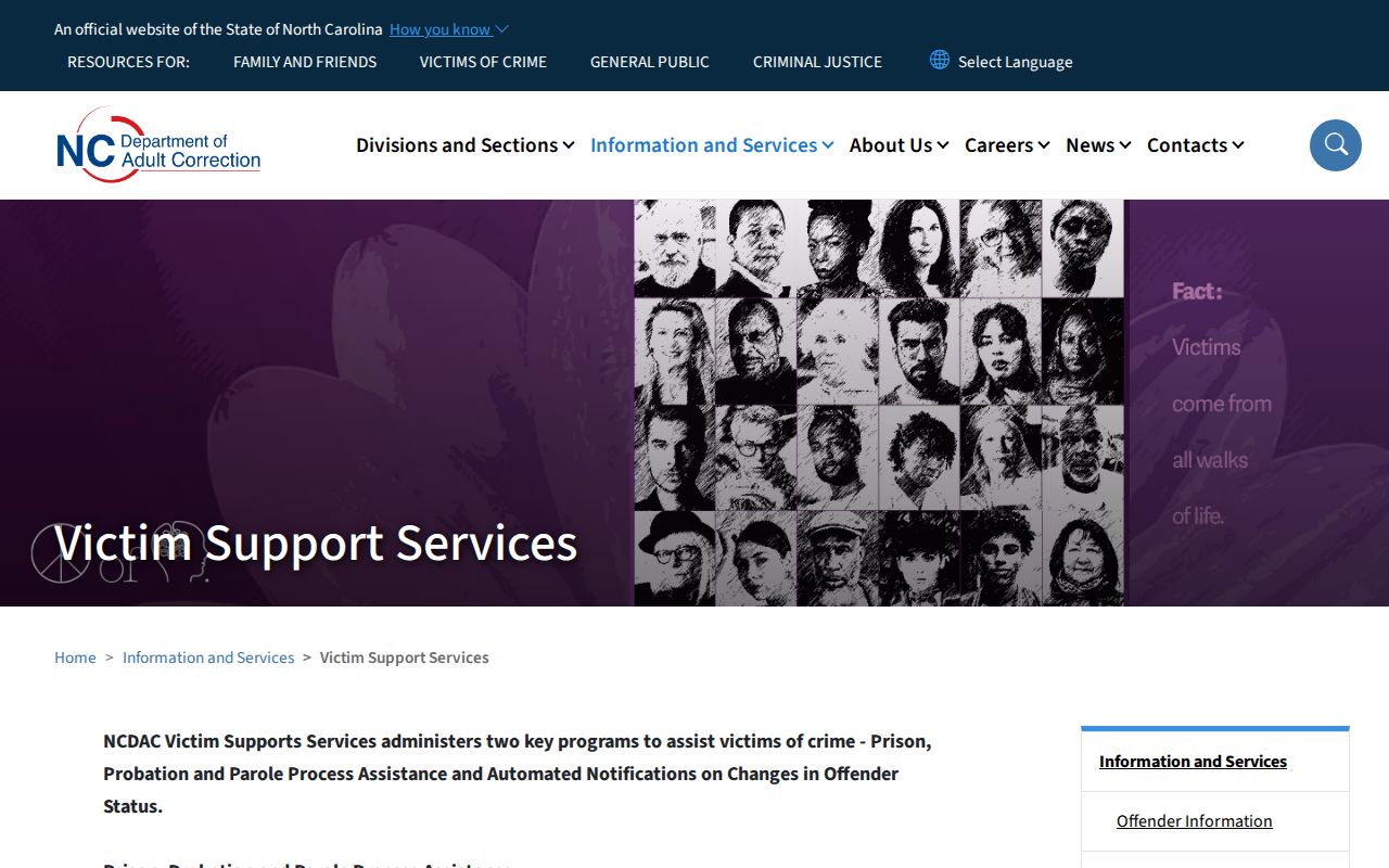 Bladen County VINE release notification victim support service